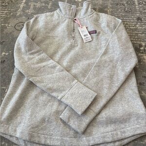 NWT Vineyard Vines Gray Quarter-Zip Pullover